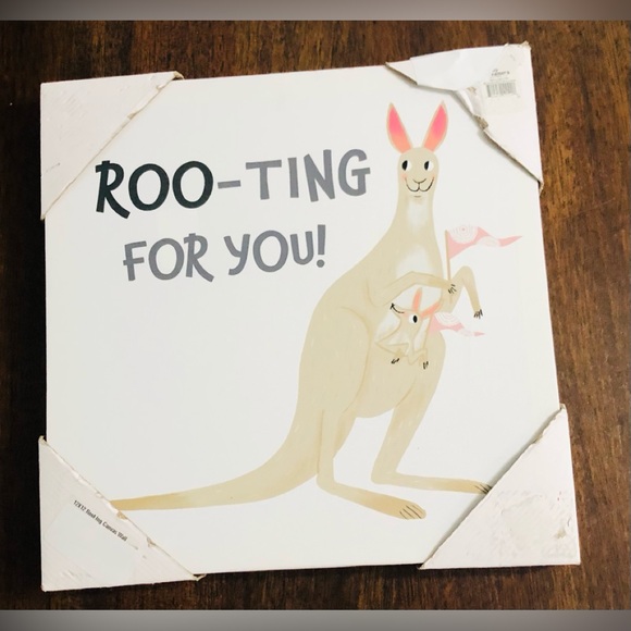 Canvas frame decor art paint Root-ing for you kangaroo!graphic.12inX 12inX1in - Picture 1 of 3